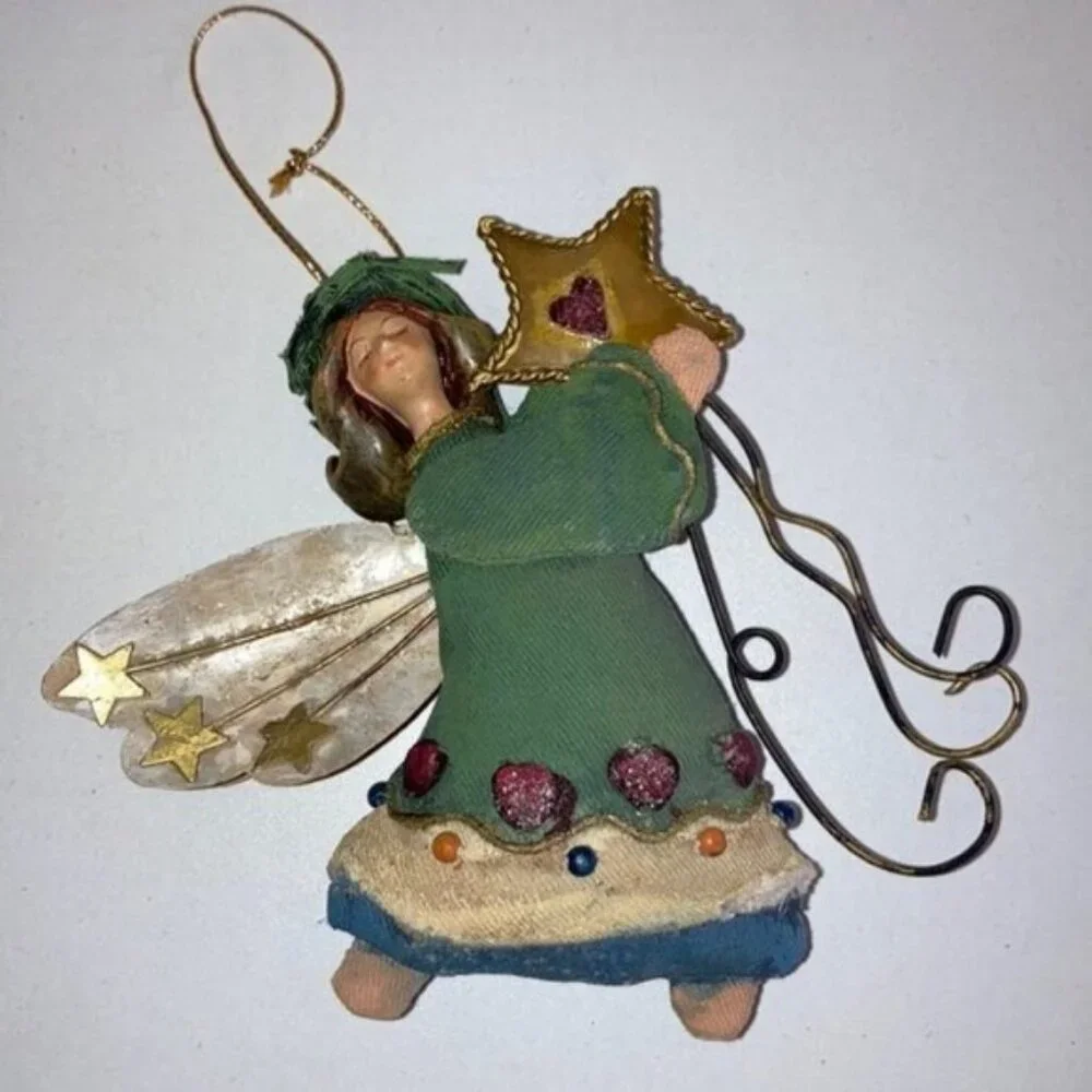 👼🎄 Fabric & Metal Angel Christmas Ornament | 5” x 5.5” | Holiday Tree Decor ✨